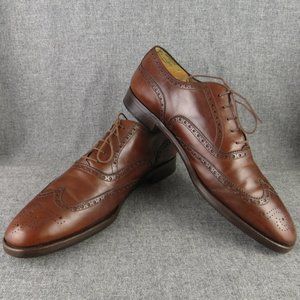 HICKEY FREEMAN BROWN LEATHER LACE UP SHORTWING OXFORDS USA 13 B